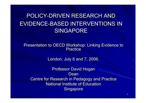 David Hogan (Singapore) - Teaching and Learning Research ...