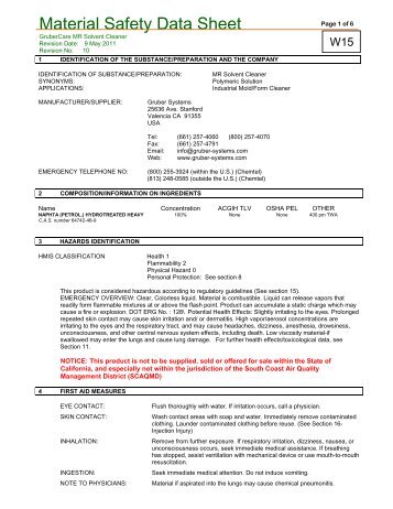 Material Safety Data Sheet - Advanced Plastics