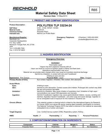 Material Safety Data Sheet - Advanced Plastics