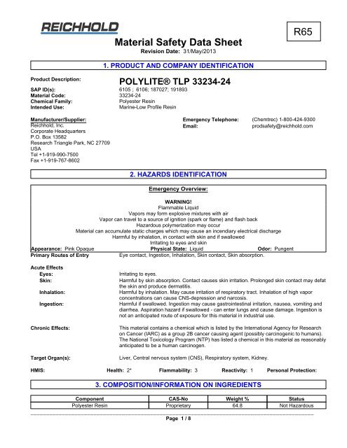 Material Safety Data Sheet - Advanced Plastics