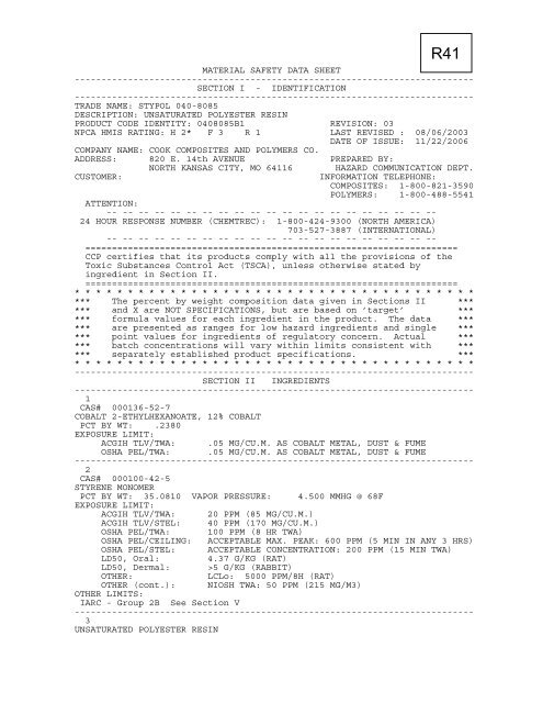 MATERIAL SAFETY DATA SHEET ... - Advanced Plastics