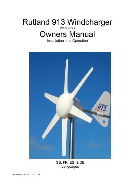 Rutland 913 Windcharger Owners Manual - Marlec Engineering Co ...