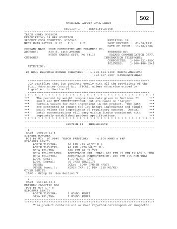 MATERIAL SAFETY DATA SHEET ... - Advanced Plastics