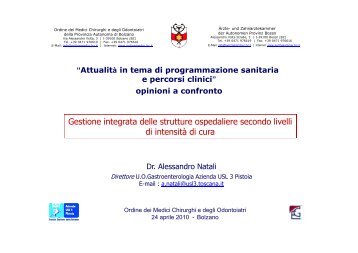 Relazione del Dott. Natali - Ordinemedici.bz.it