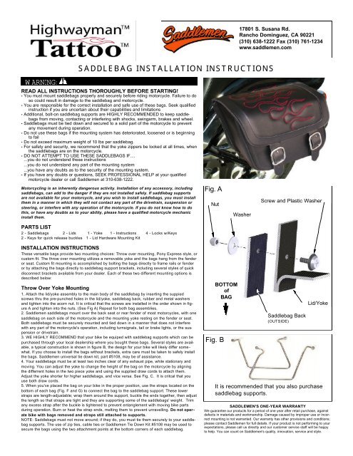 Saddlemen saddlebag sales parts
