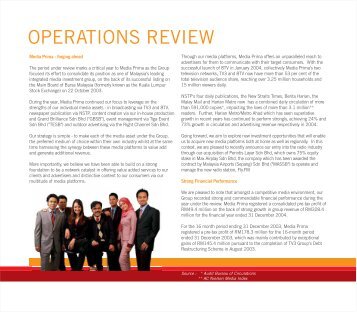 OPERATIONS REVIEW - Media Prima Berhad