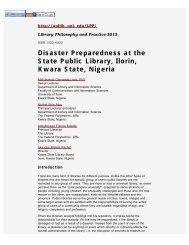 Disaster Preparedness at the State Public Library, Ilorin, Kwara ...