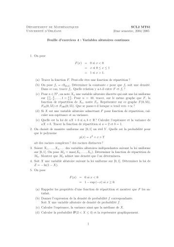 DÃ©partement de MathÃ©matiques SCL2 MT61 UniversitÃ© d'OrlÃ©ans ...