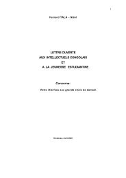 Lettre ouverte aux intellectuels congolais et Ã  la jeunesse ...