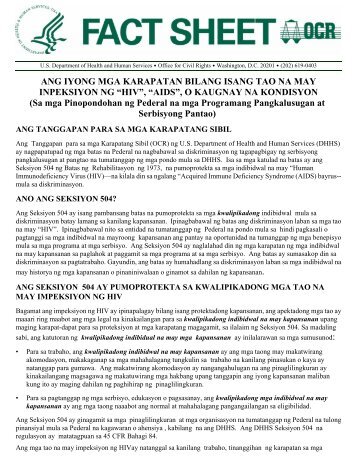 ANG IYONG MGA KARAPATAN BILANG ISANG TAO ... - HHS Archive