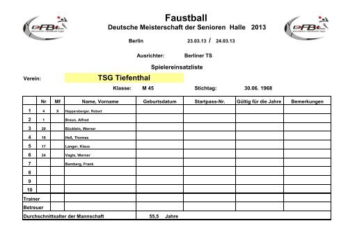 M45 Ergebnisse und mehr - Deutsche Faustball-Liga eV