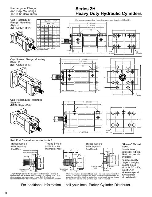 Series 2H Heavy Duty Hydraulic Cylinders