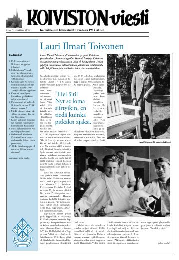 Lauri Ilmari Toivonen - Suomen Koivisto seura ry