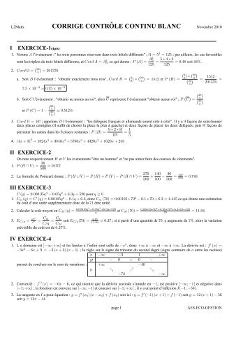 CORRIGE CONTRÔLE CONTINU BLANC - Université Paris 8