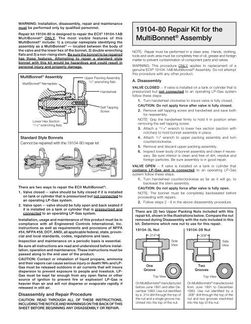 Repair Kits Available By Part Number Section 2 Page - GAMECO