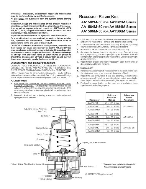 Repair Kits Available By Part Number Section 2 Page - GAMECO