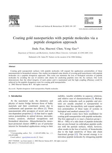 Coating gold nanoparticles with peptide molecules via a ... - Chen