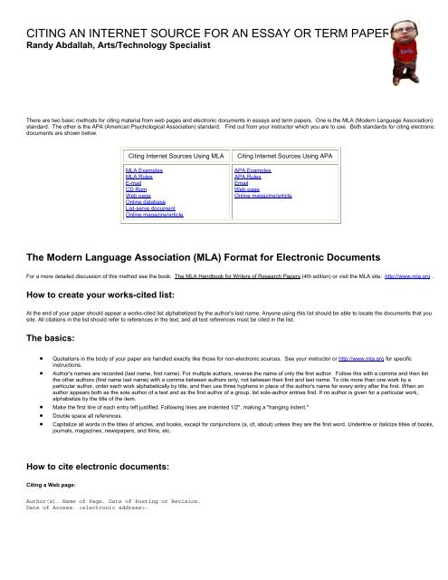 Citing An Internet Source For An Essay Or Term Paper