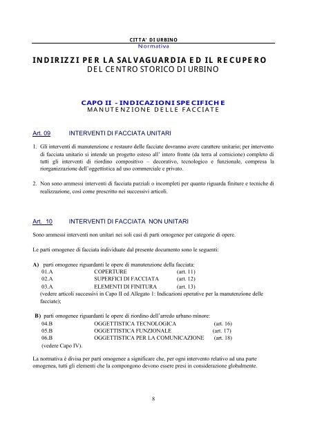 indirizzi per la salvaguardia ed il recupero delcentrostoricodiurb ino