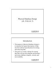 Physical Database Design (ch. 16 & ch. 3) Introduction