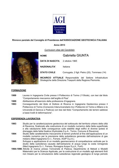 CV G. Giunta - Associazione Geotecnica Italiana