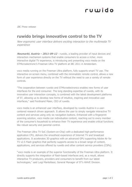 ruwido brings innovative control to the TV