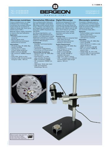 Microscope numérique Microscópio numérico Digital ... - Bergeon