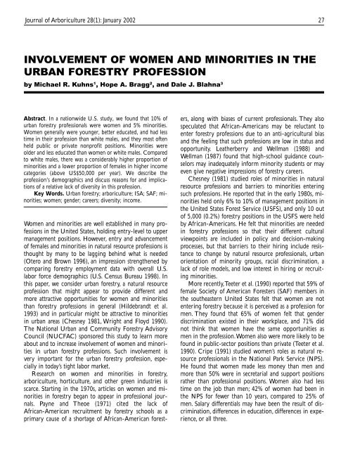 involvement of women and minorities in the urban forestry ... - TreeLink