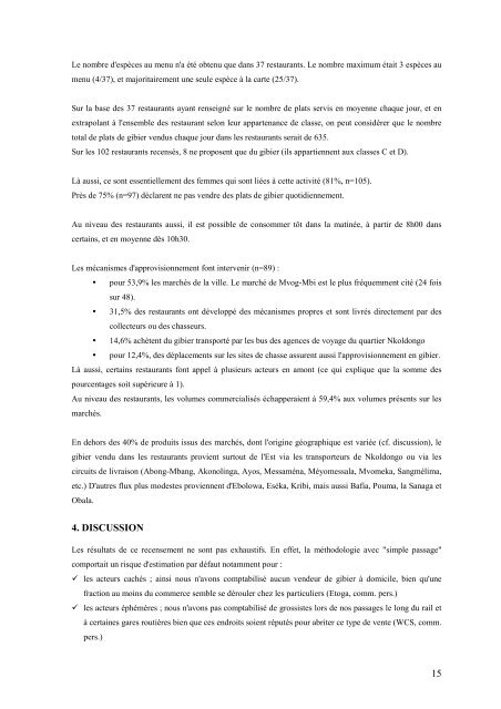 recensement des sites de commercialisation de viande de gibier ...