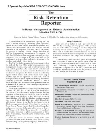 Risk Retention Reporter Names Sanford Elsass CEO of the Month