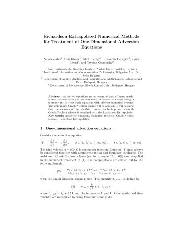 Richardson Extrapolated Numerical Methods for Treatment of One ...