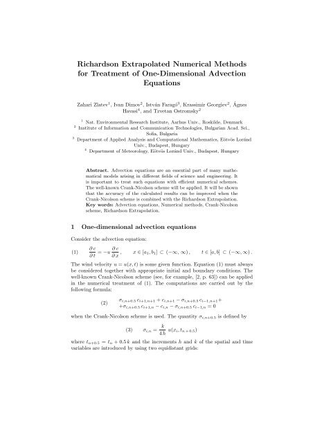 Richardson Extrapolated Numerical Methods for Treatment of One ...