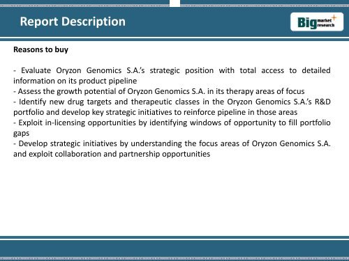 2014 Oryzon Genomics S.A. Product Pipeline Review Market,Size,Share