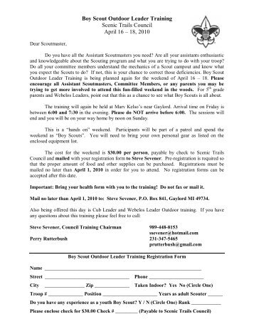Boy Scout Outdoor Leader Training Scenic Trails Council April 16 ...