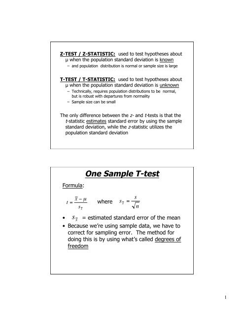 One Sample T-test