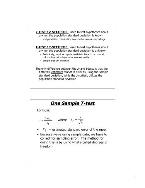 Single Sample T-Test 