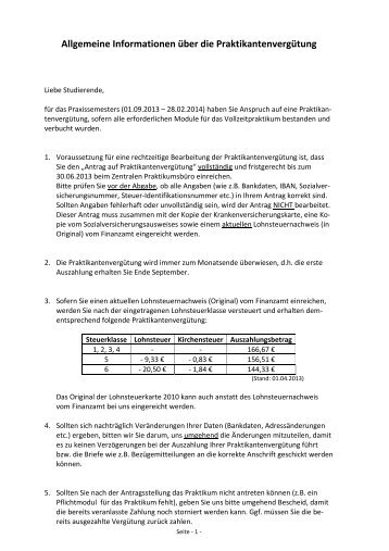 Allg. Informationen zur PraktikantenvergÃ¼tung - ZEPRA