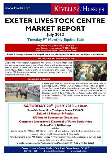 EXETER LIVESTOCK CENTRE MARKET REPORT - Kivells