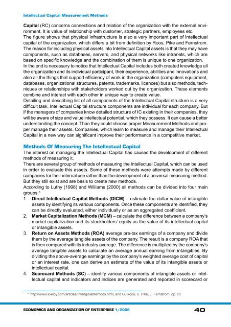 Intellectual Capital Measurement Methods