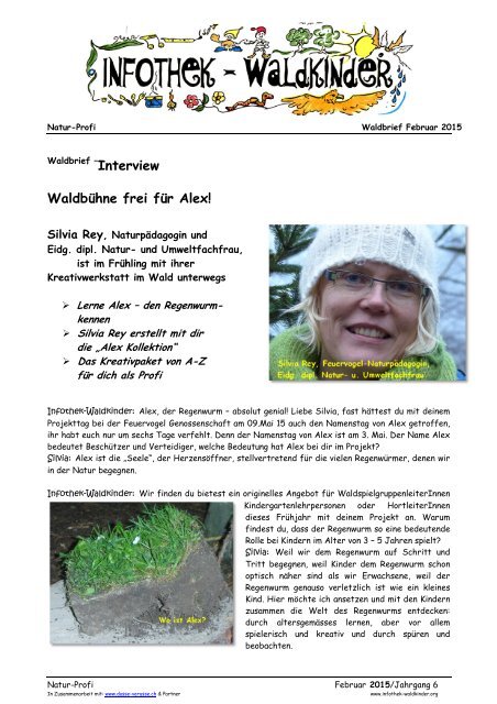 Infothek Waldkinder - Interview mit Silvia Rey - Waldbühne frei für Alex, den Regenwurm