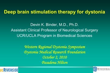 Academic Epilepsy: UCI - Dystonia Medical Research Foundation