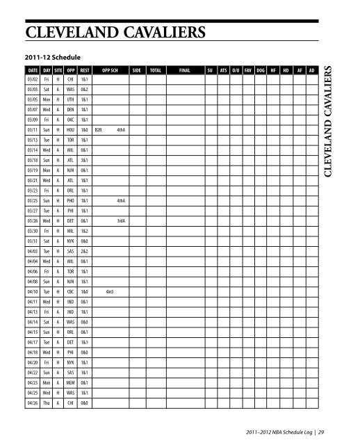 NBA Schedule/Log