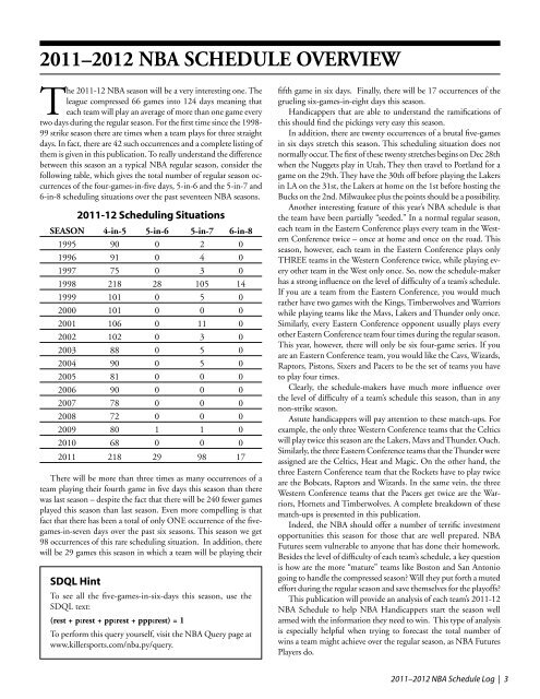 NBA Schedule/Log