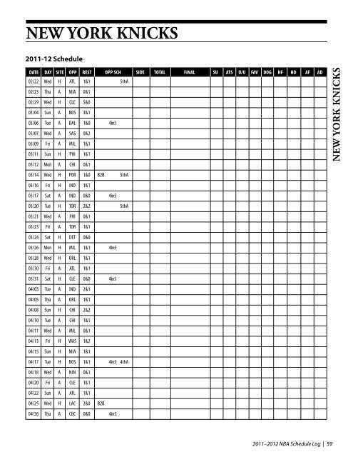 NBA Schedule/Log