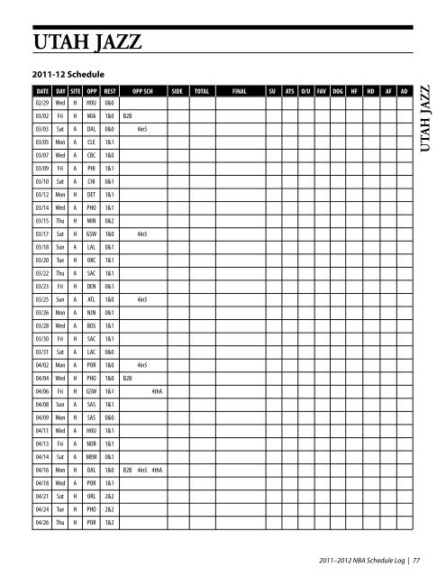 NBA Schedule/Log