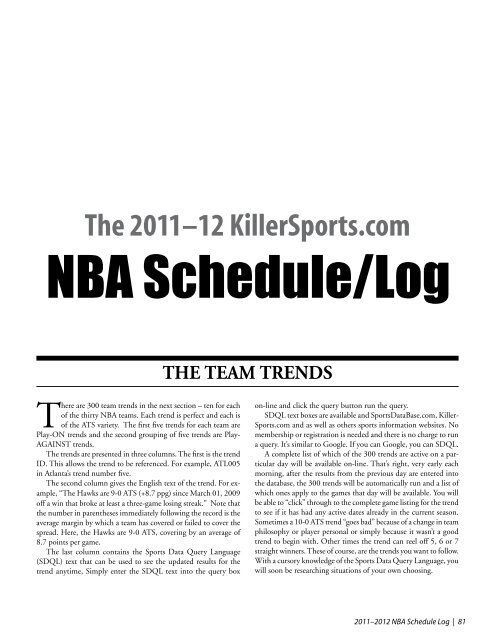 NBA Schedule/Log