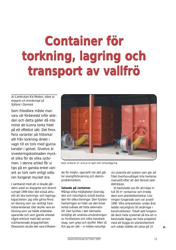 Container fÃ¶r torkning, lagring och transport av vallfrÃ¶ ... - Svensk Raps