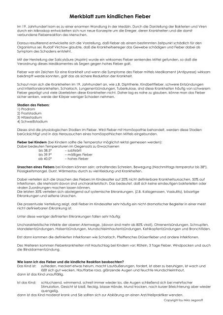 Merkblatt Zum Kindlichen Fieber