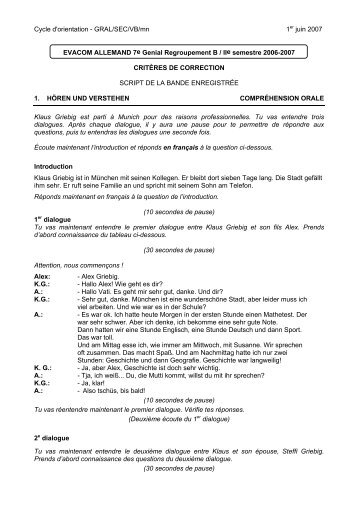 Cycle d'orientation - GRAL/SEC/VB/mn 1er juin 2007 EVACOM ...