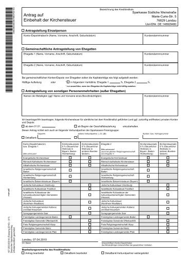 Auftrag - Sparkasse SÃ¼dliche WeinstraÃe